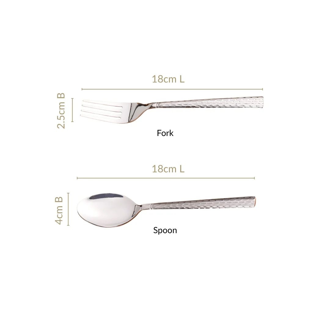 Embossed Stainless Steel Table Spoon And Fork Set Of 12 - Image 3