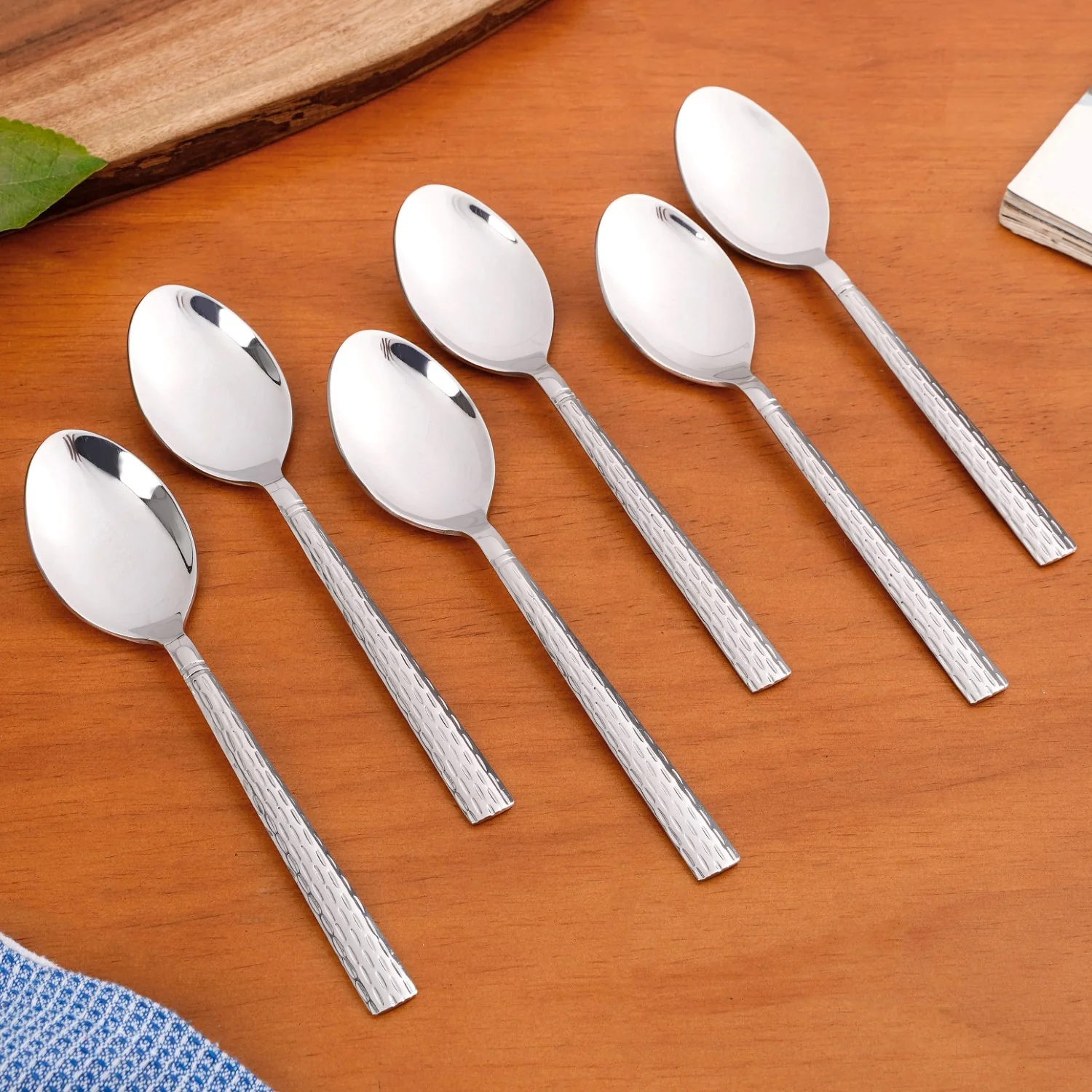 Embossed Stainless Steel Table Spoon And Fork Set Of 12 - Image 6