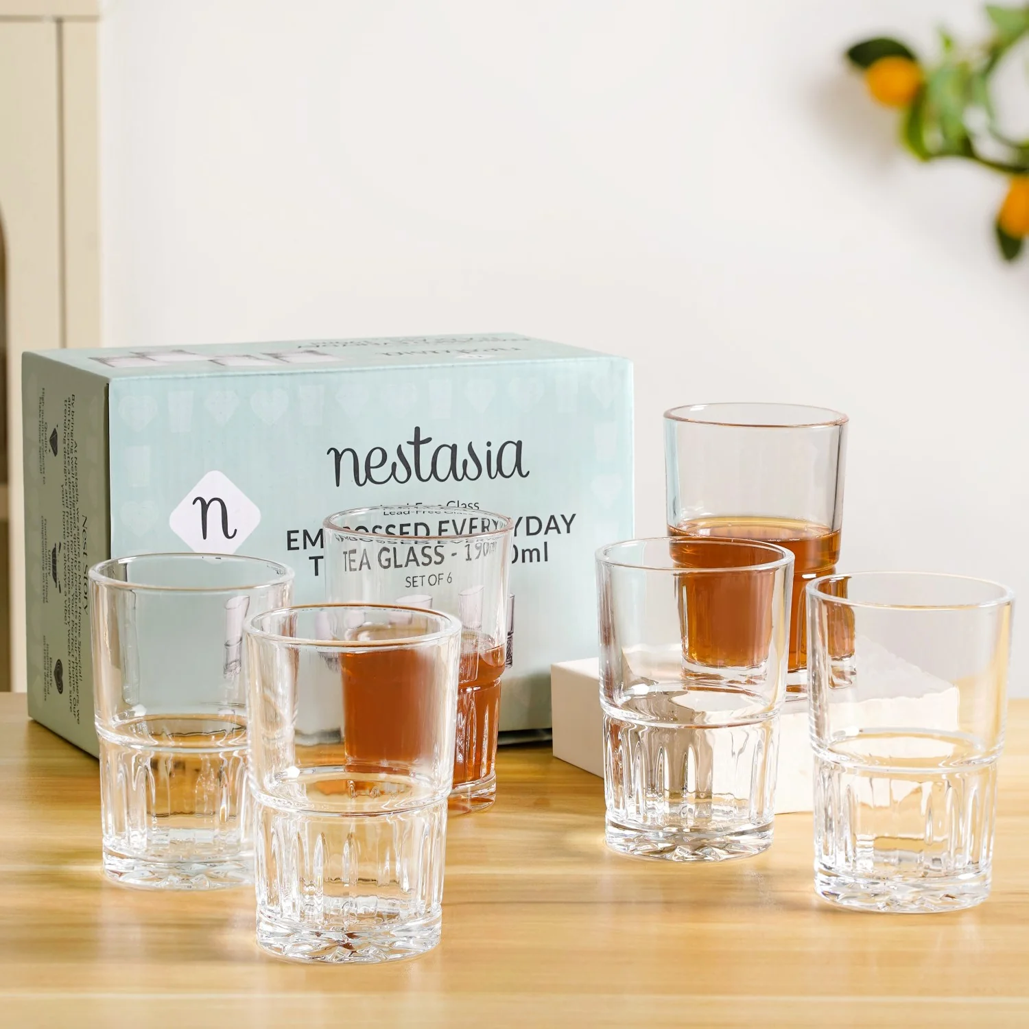 Embossed Tea Glass Set Of 6 190ml - Image 2