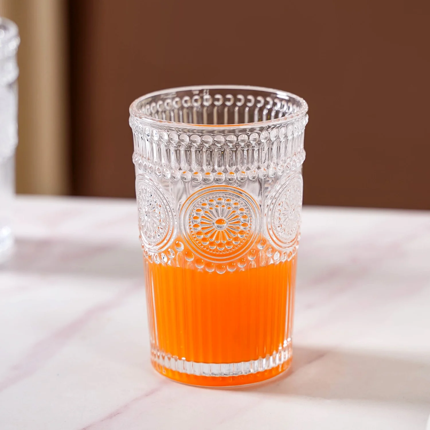 Embossed Tall Water Glass Set of 6 350ml - Image 6