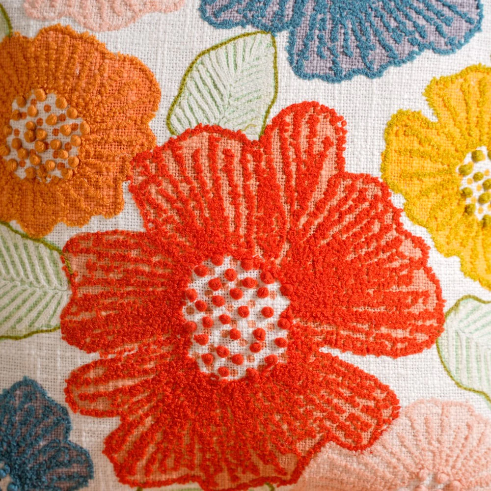 Embroidered Cotton Cushion Cover Colourful 16x16 Inch - Image 3