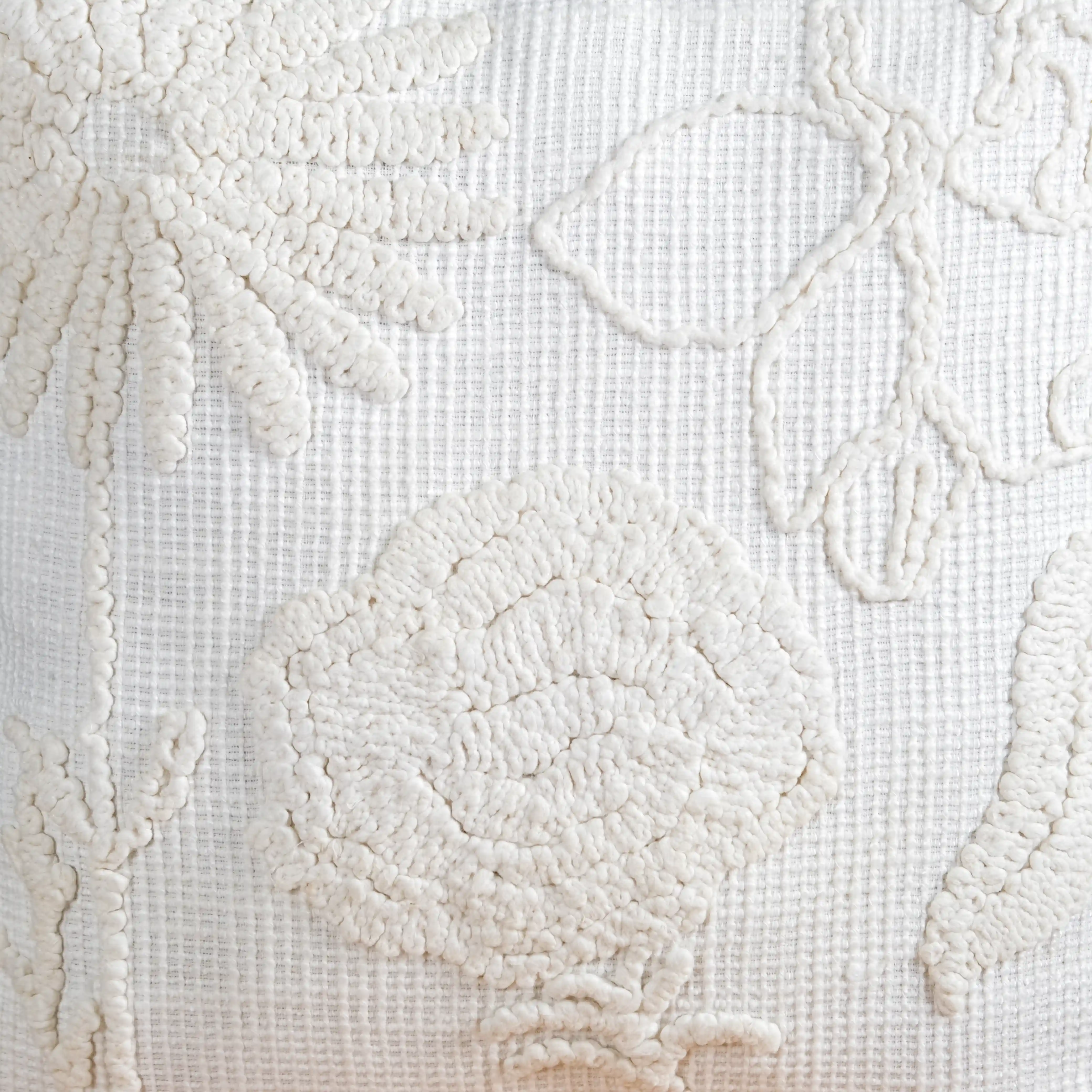 Embroidered Cushion Cover For Home Off-White 16x16 Inch - Image 7