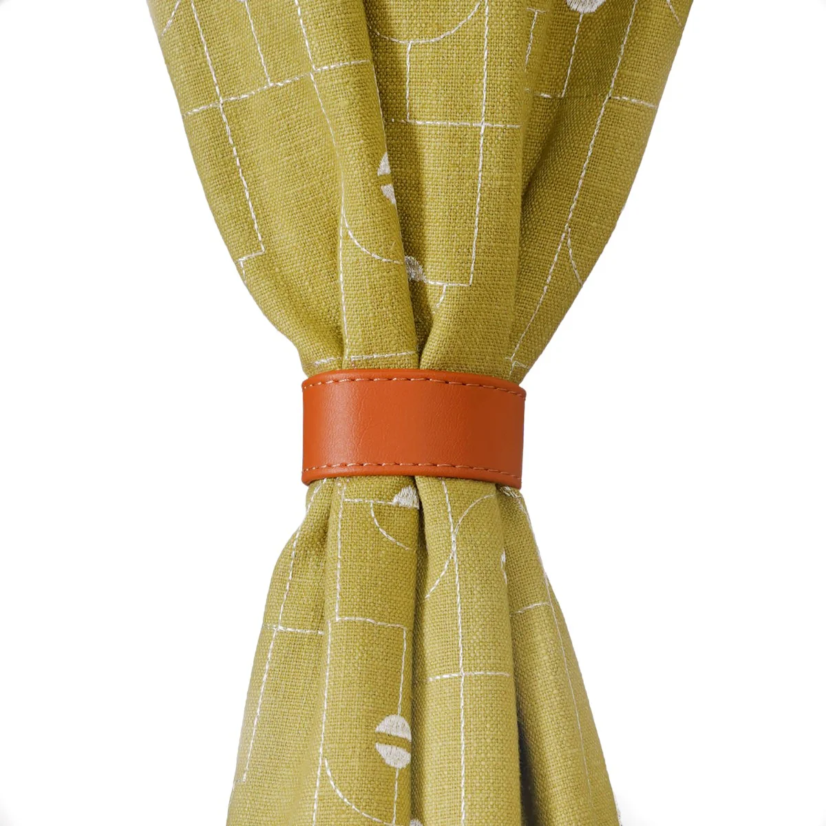 Embroidered Linen Cotton Curtain Set Of 2 Olive Green 108x54 Inch - Image 3