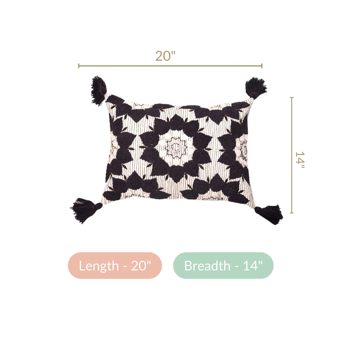 Embroidered Pattern Throw Cushion Cover 20x14 Inch - Image 5