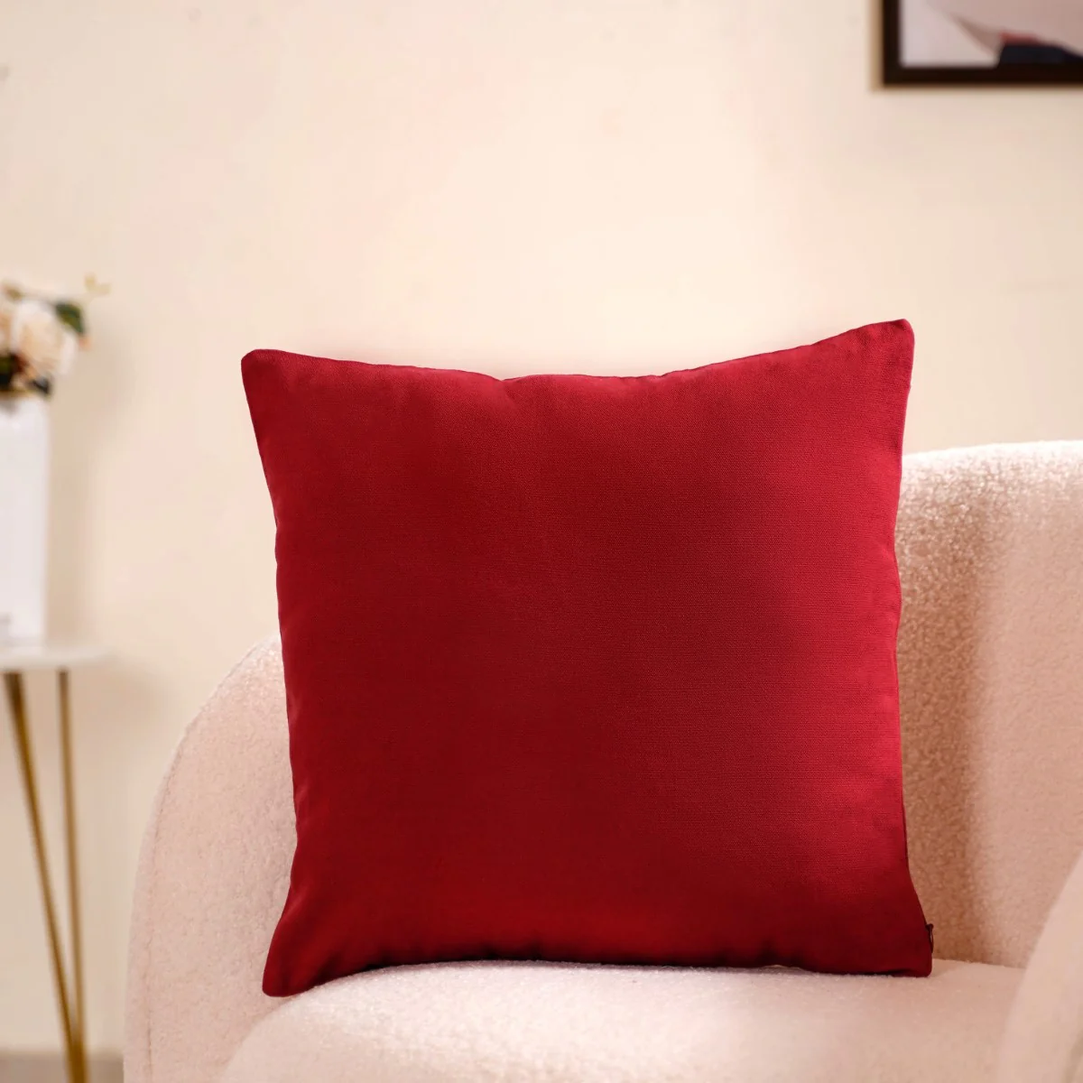 Embroidered Red Couch Cushion Cover 16x16 Inch - Image 3