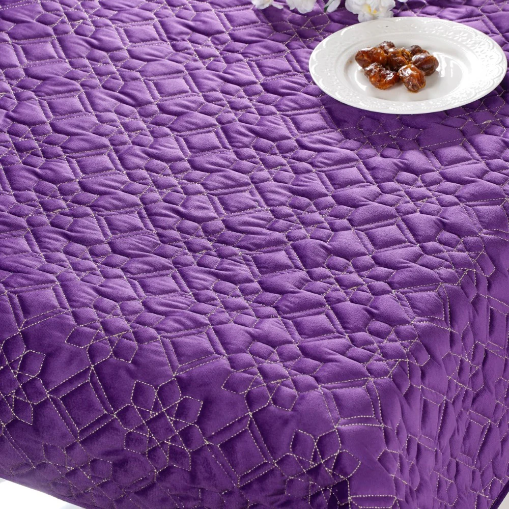 Embroidered Velvet Table Cover Purple 52x40 inch - Image 4
