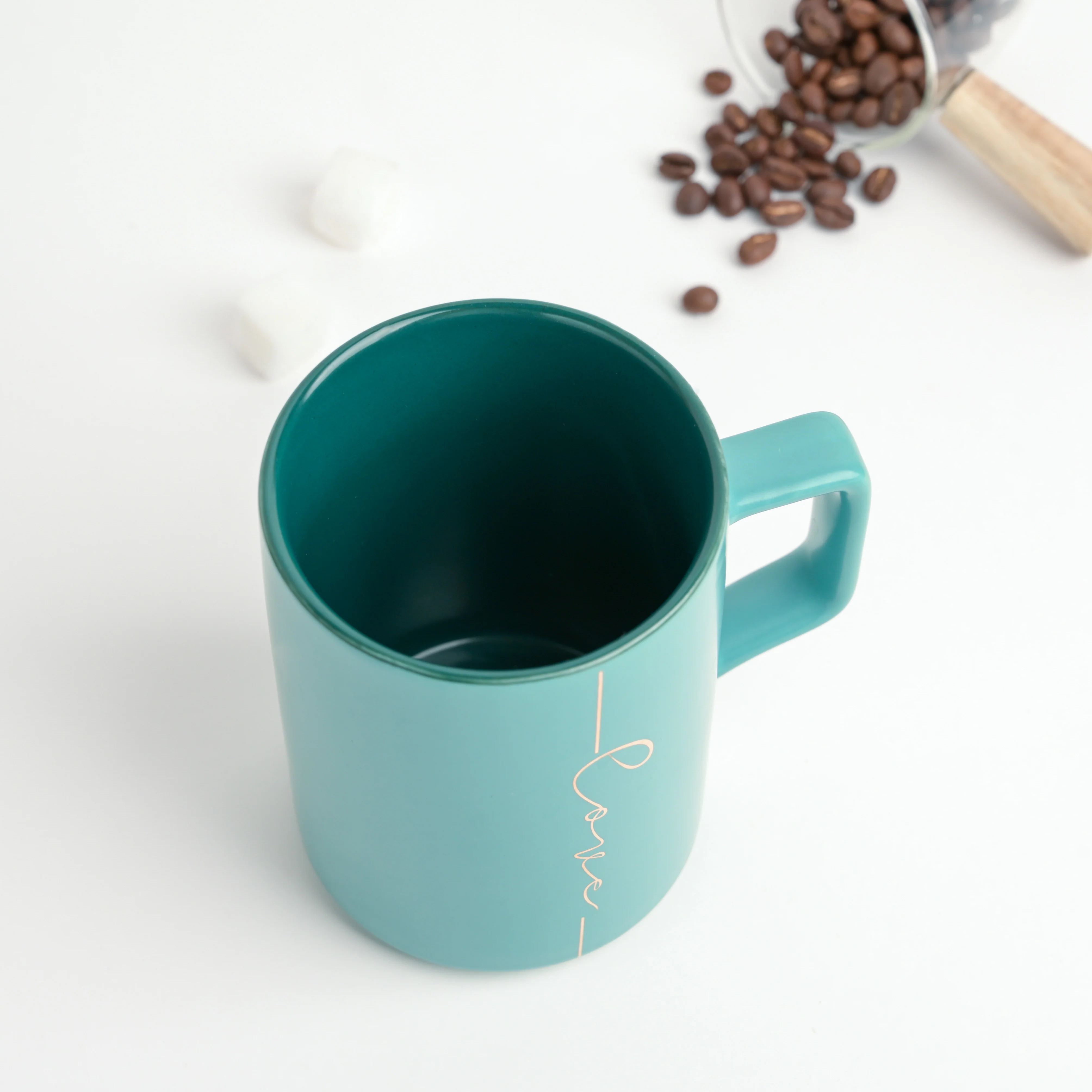 Emerald Green Ceramic Coffee Mug 400 ml - Image 3