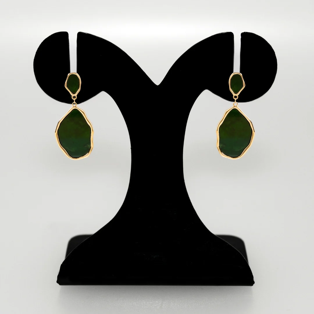 Emerald Green Dangler Earrings - Image 6
