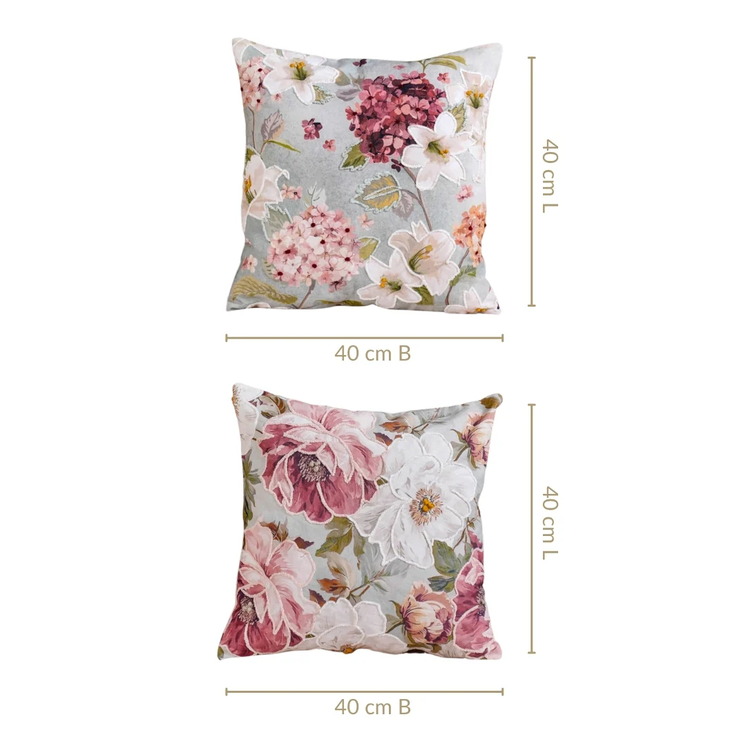 Enchanted Garden Embroidered Cotton Cushion Cover Set Of 2 40x40cm - Image 4