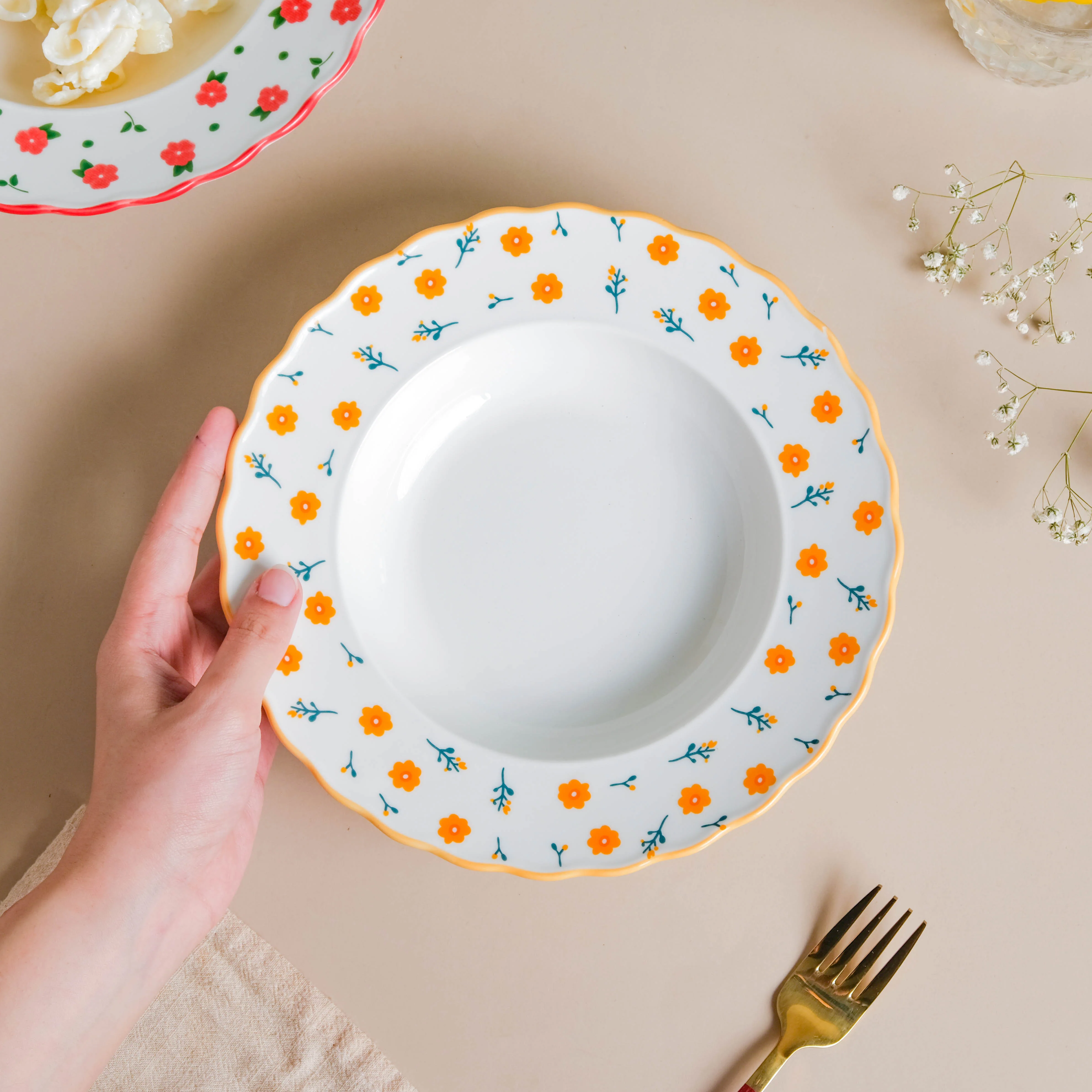 Enchanted Summer Pasta Plate Orange - Image 2