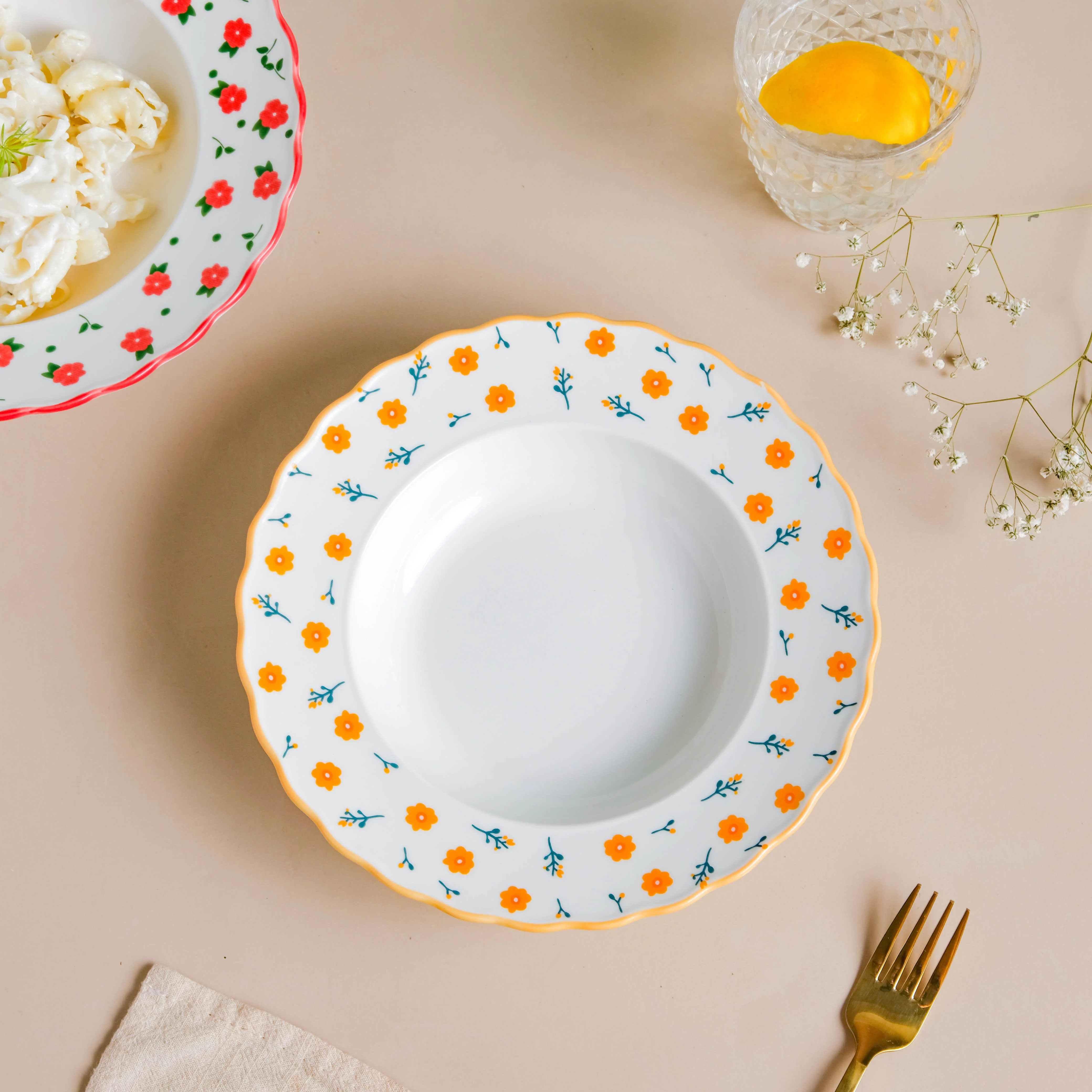 Enchanted Summer Pasta Plate Orange - Image 5