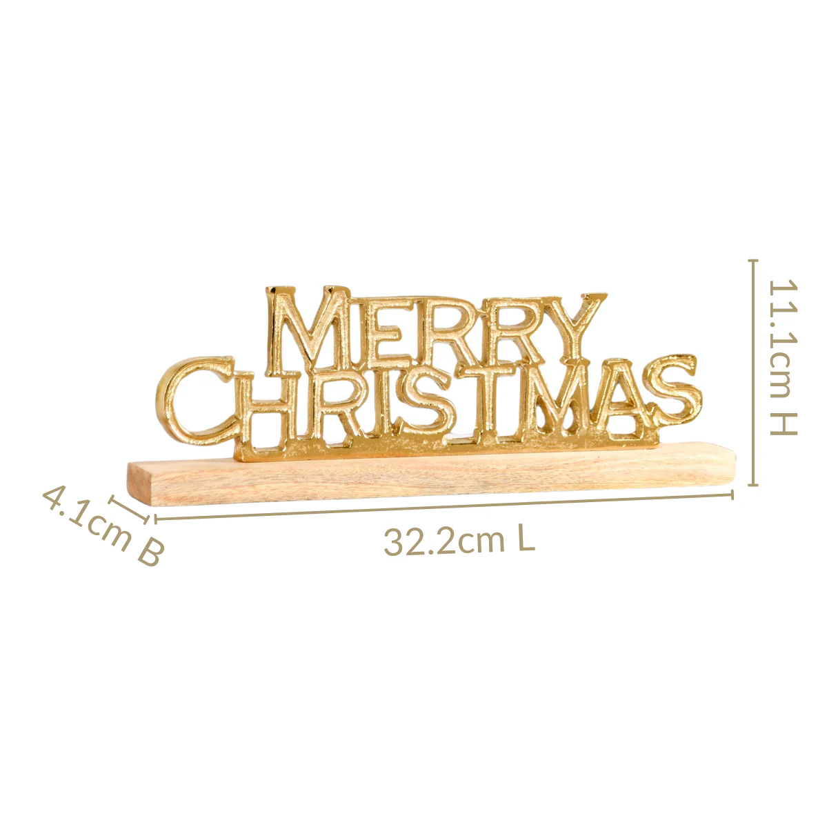 Engraved Merry Christmas Decor Showpiece Gold - Image 3