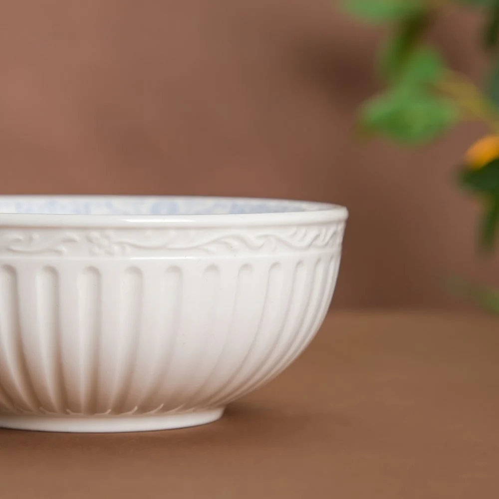 Engraved Rim Ceramic Snack Bowl Blue Set Of 2 - Image 8