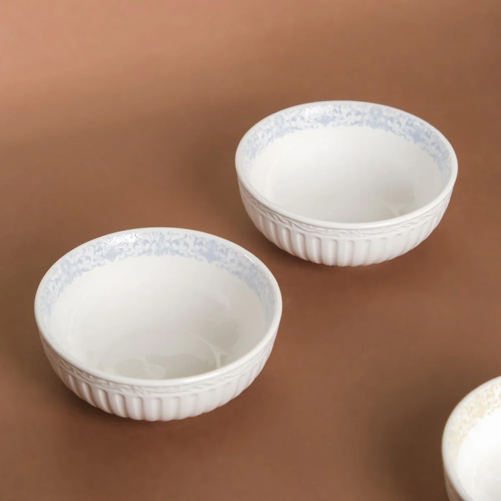 Engraved Rim Ceramic Snack Bowl Blue Set Of 2 - Image 9