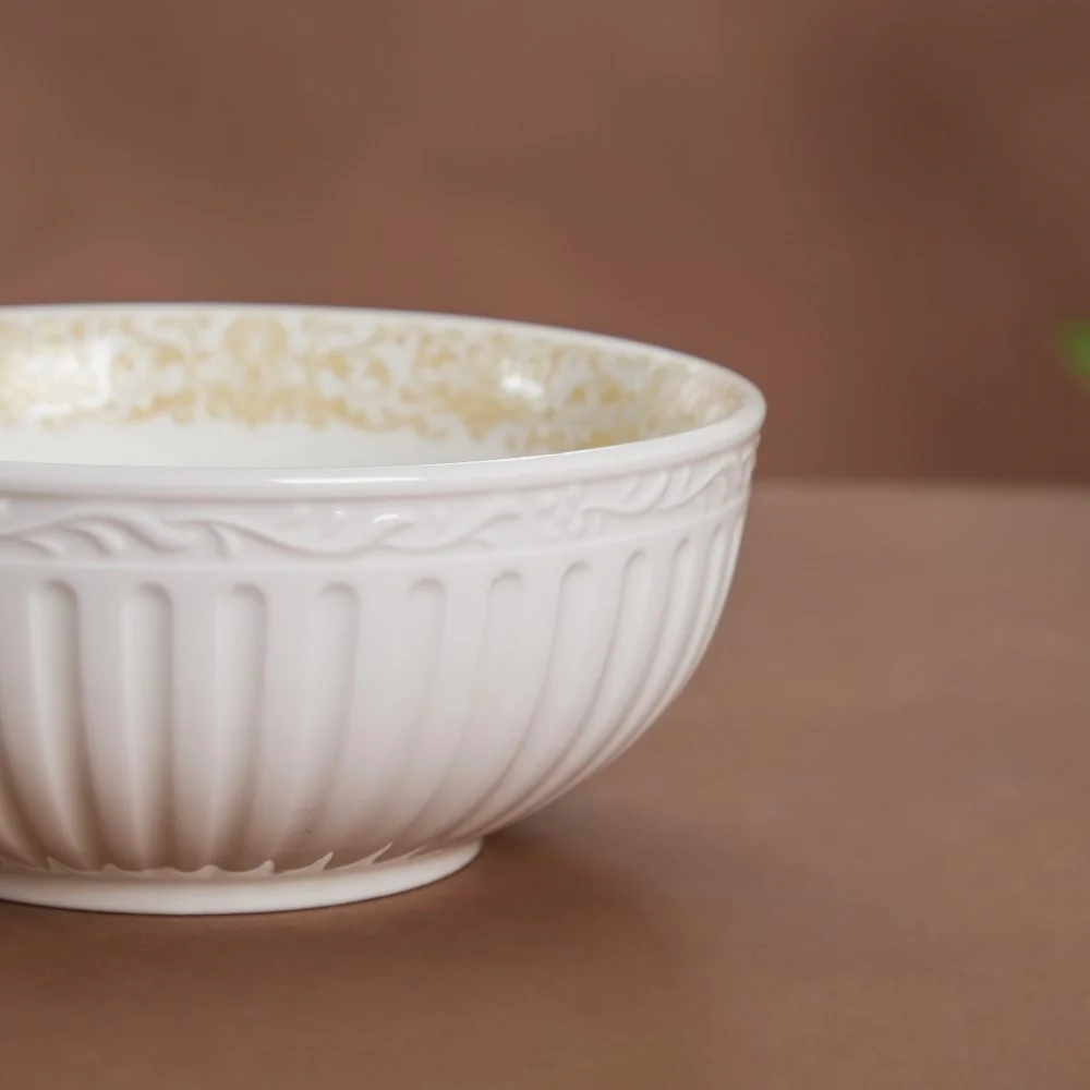 Engraved Rim Ceramic Snack Bowl Yellow Set Of 2 - Image 10