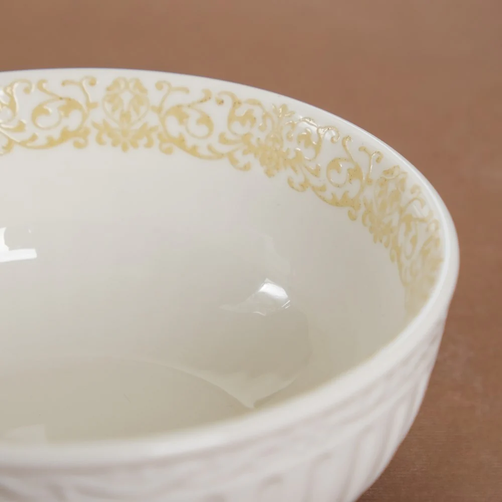 Engraved Rim Ceramic Snack Bowl Yellow Set Of 2 - Image 9