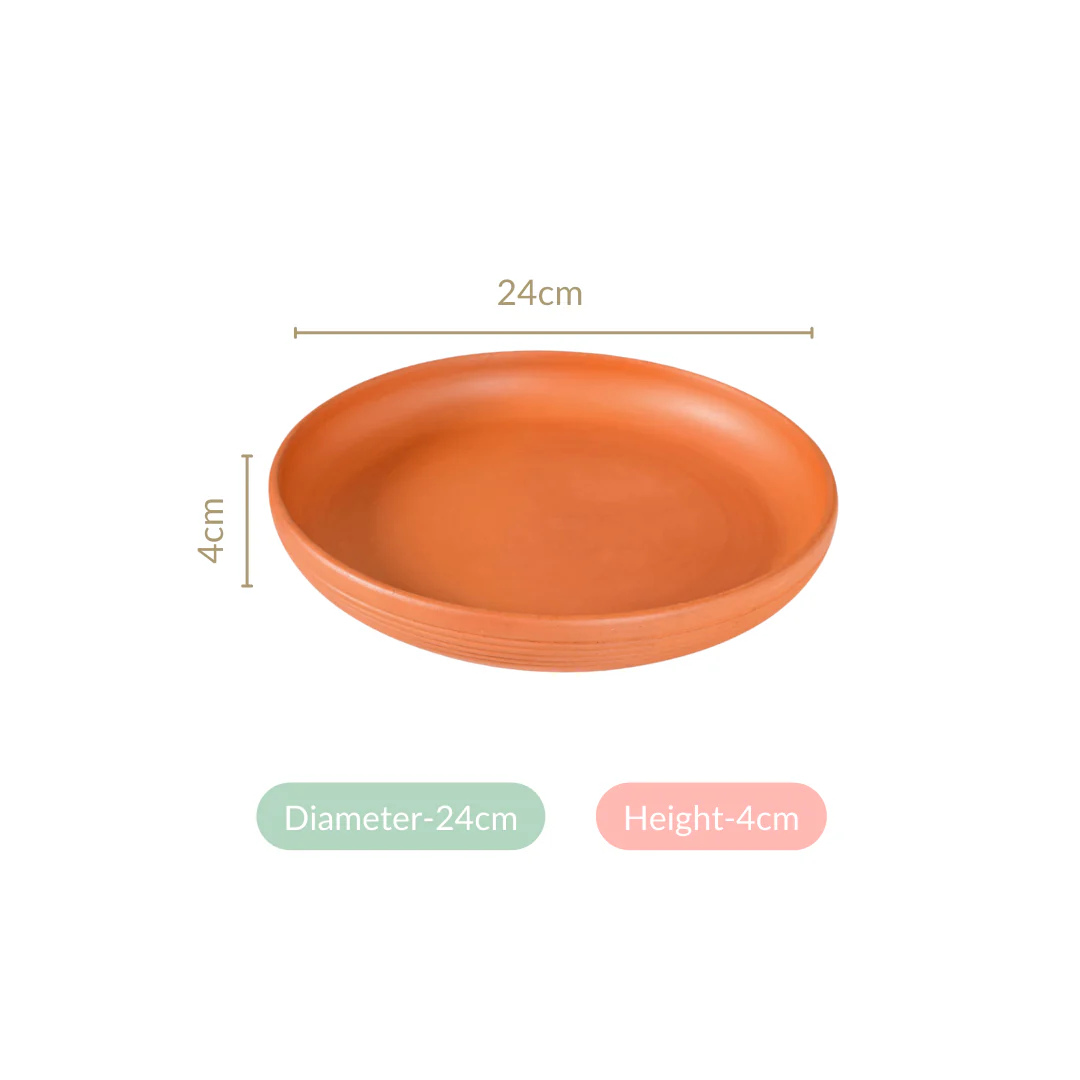 Engraved Terracotta Dinner Plates Set Of 4 9 Inch - Image 4