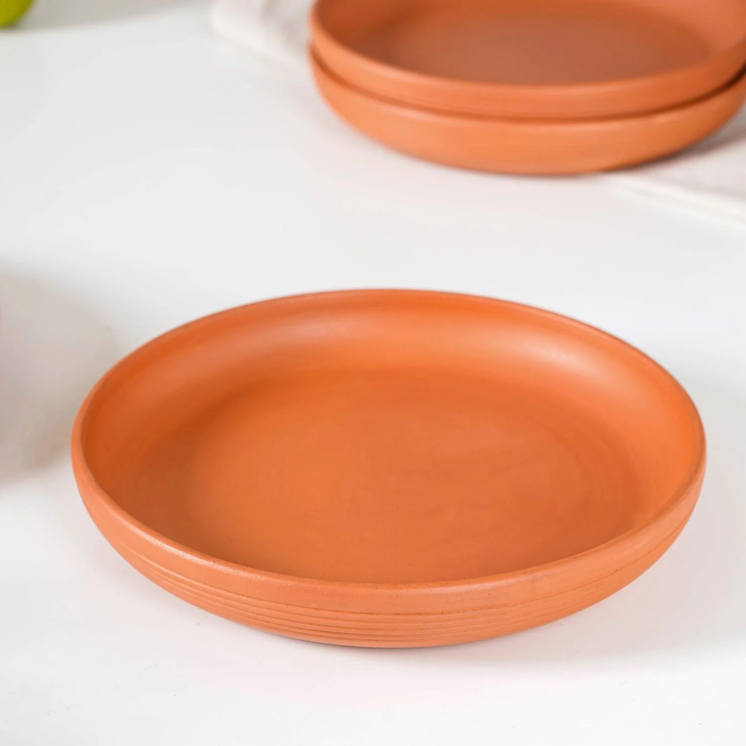 Engraved Terracotta Dinner Plates Set Of 4 9 Inch - Image 6