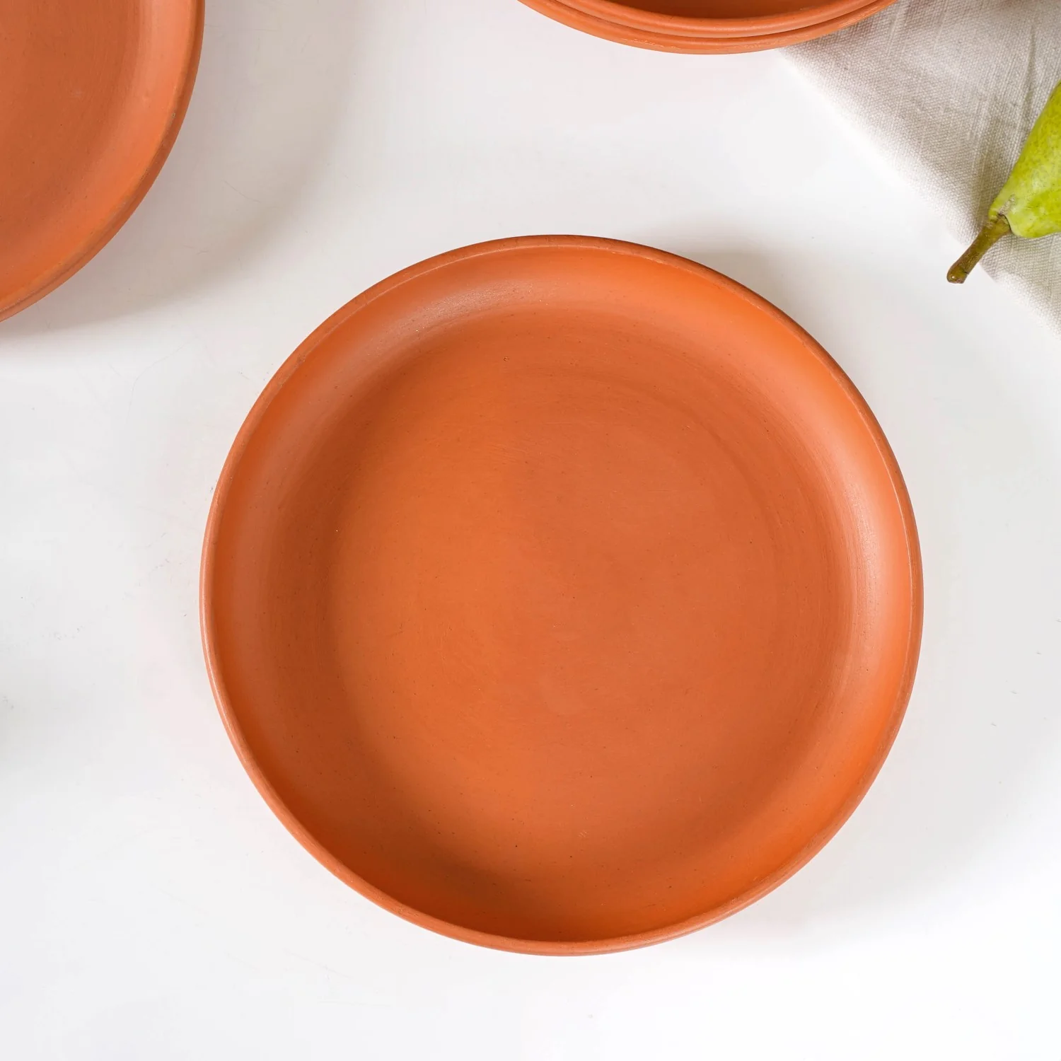 Engraved Terracotta Dinner Plates Set Of 4 9 Inch - Image 7