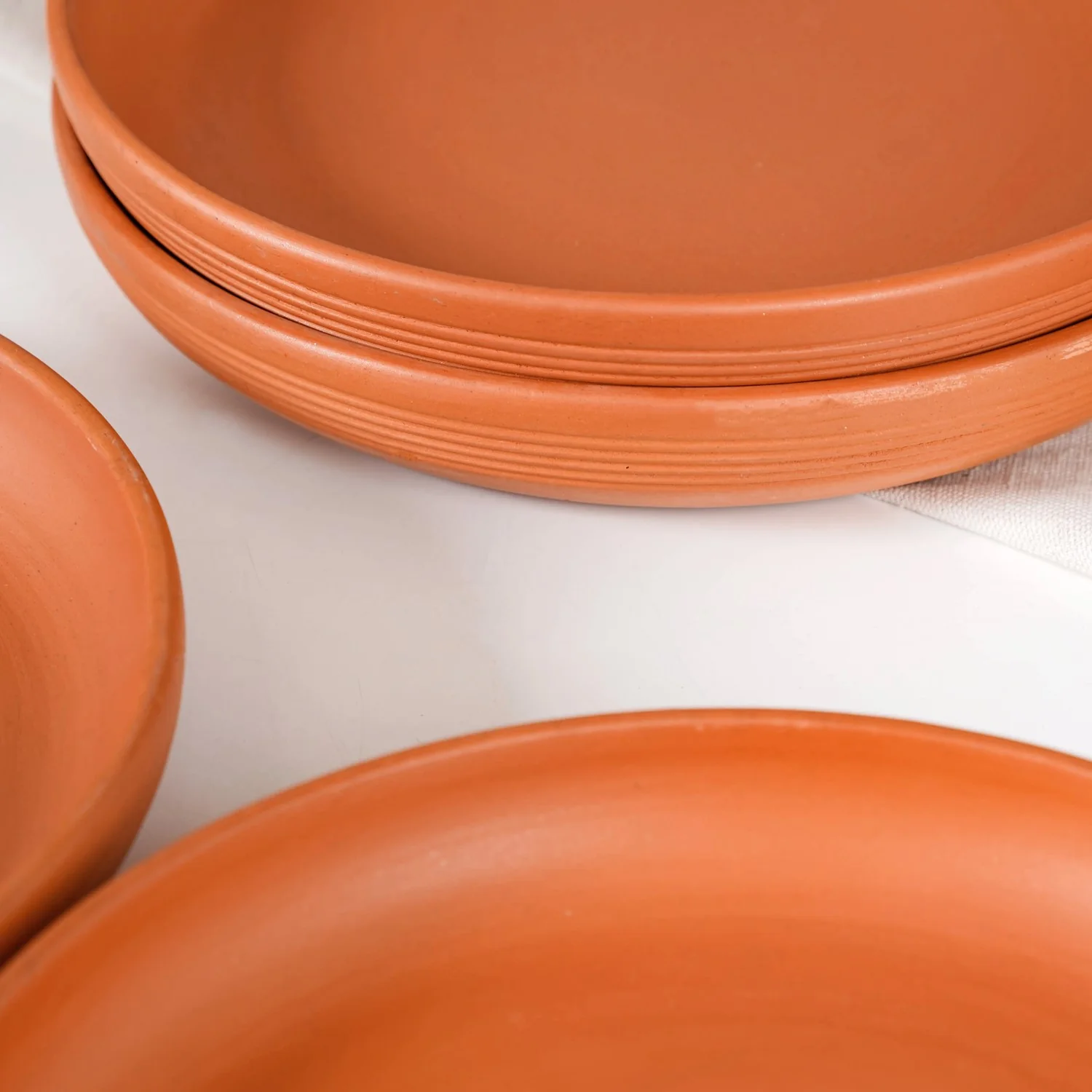 Engraved Terracotta Dinner Plates Set Of 4 9 Inch - Image 8
