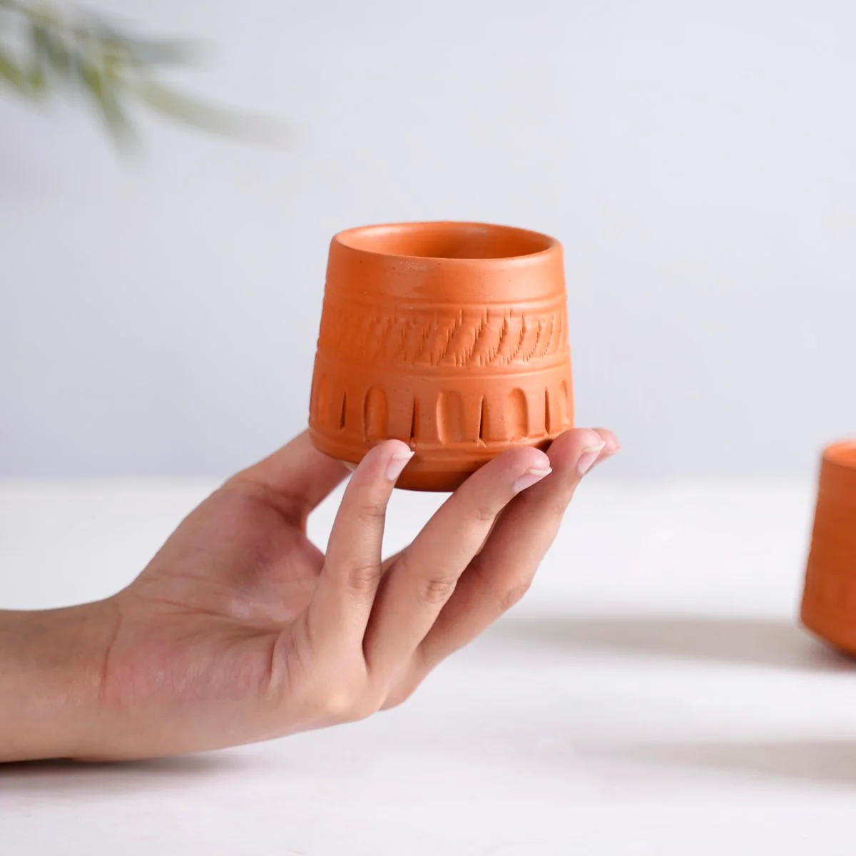 Engraved Terracotta Tumblers Set Of 12 100ml - Image 4