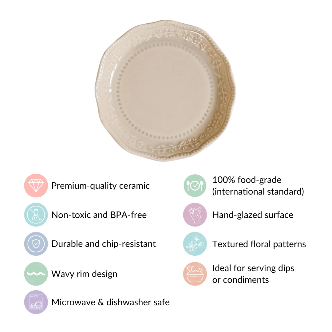 Era Embossed Small Dessert Plate Set Of 6 Beige 4.5" - Image 4