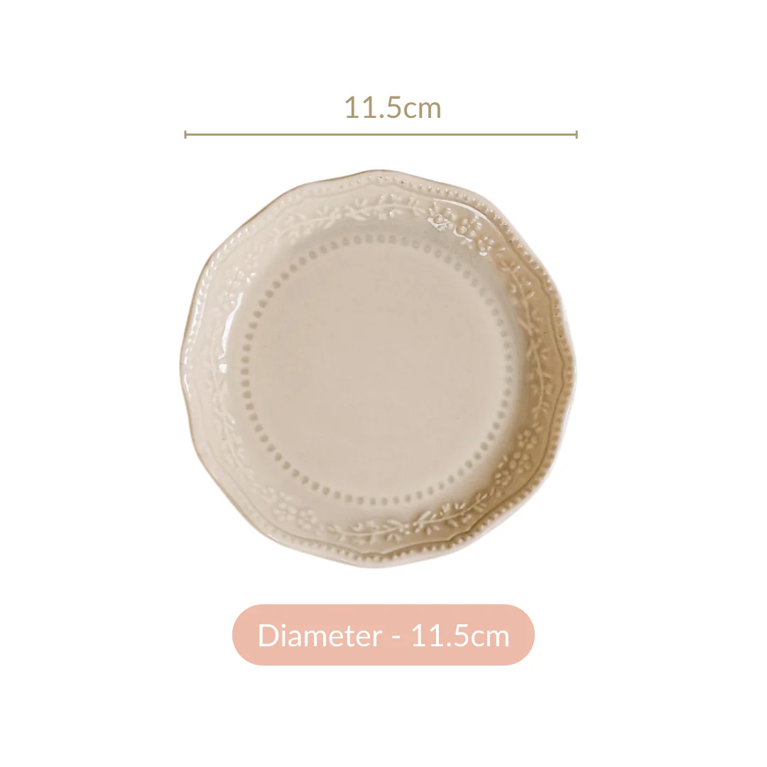 Era Embossed Small Dessert Plate Set Of 6 Beige 4.5" - Image 5