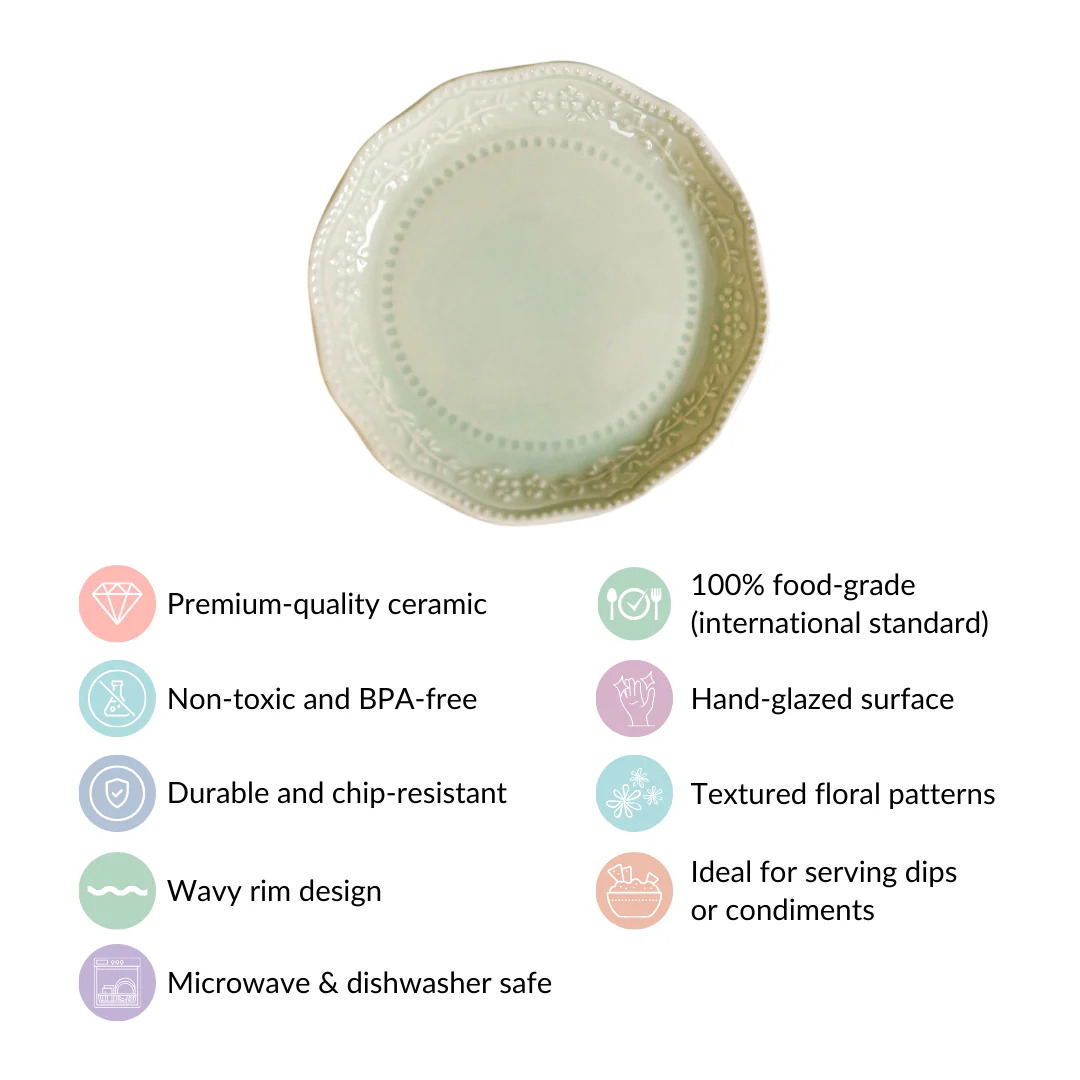 Era Embossed Small Dessert Plate Set Of 6 Light Green 4.5" - Image 5