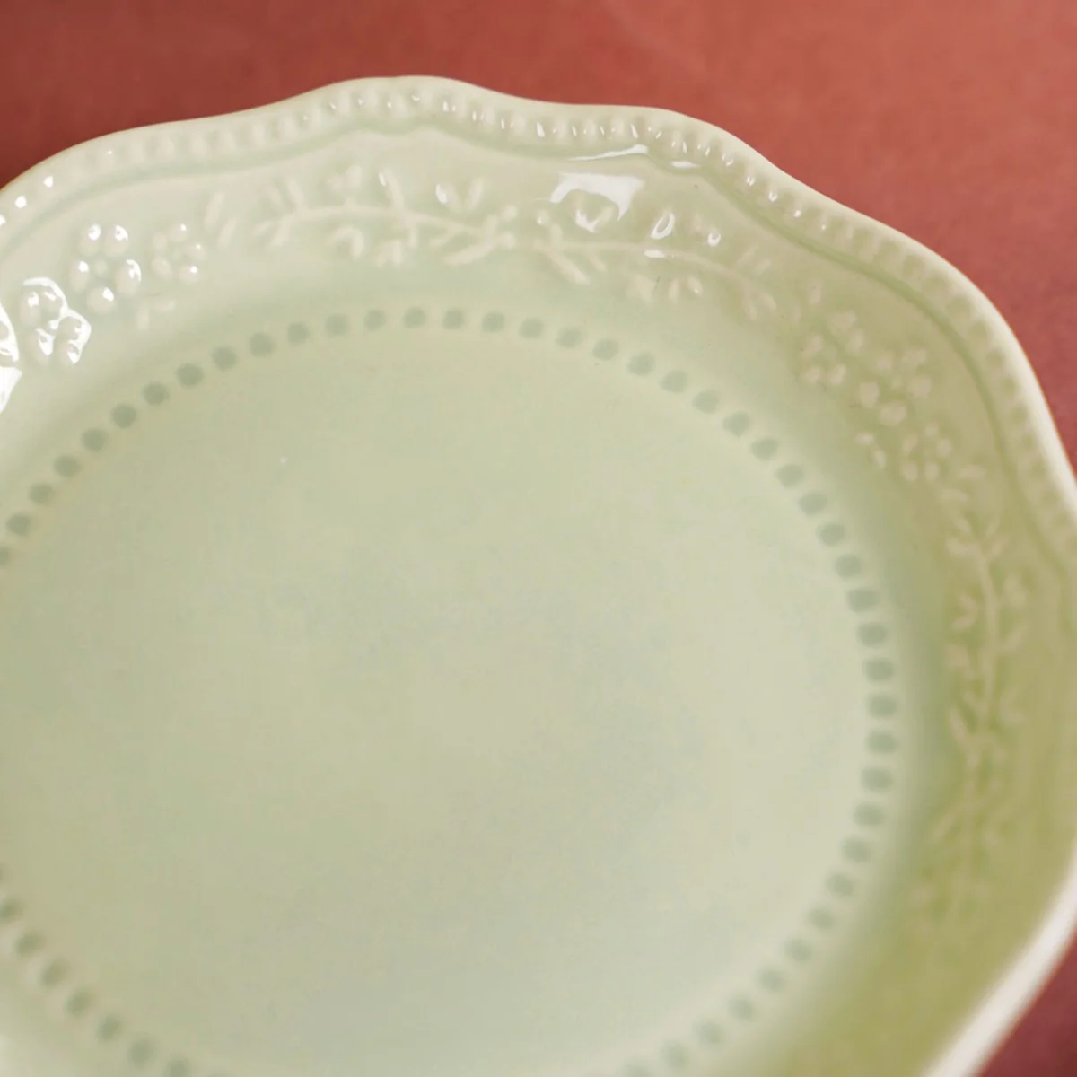 Era Embossed Small Dessert Plate Set Of 6 Light Green 4.5" - Image 9
