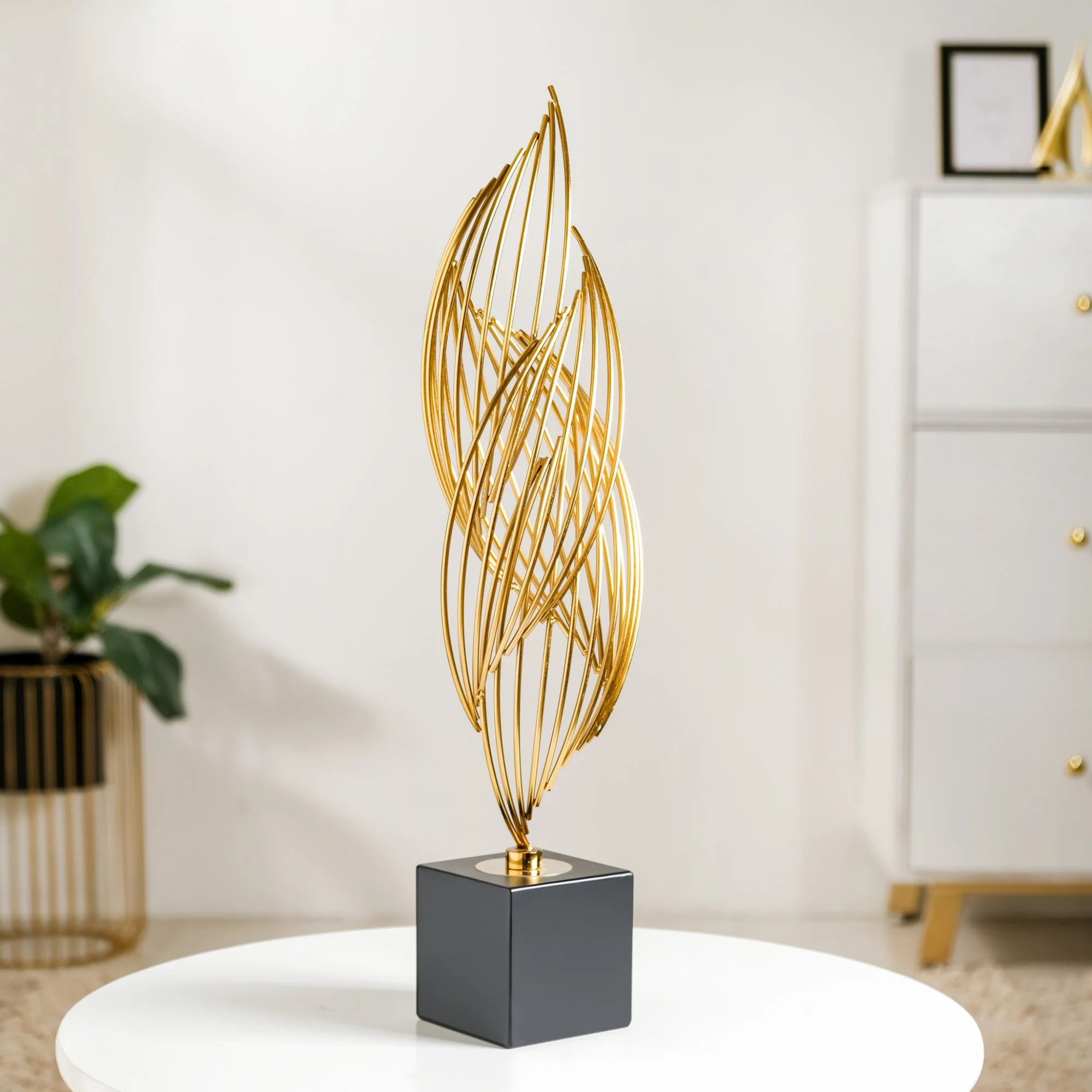 Eternal Flame Sculpture Showpiece Gold Large - Image 4