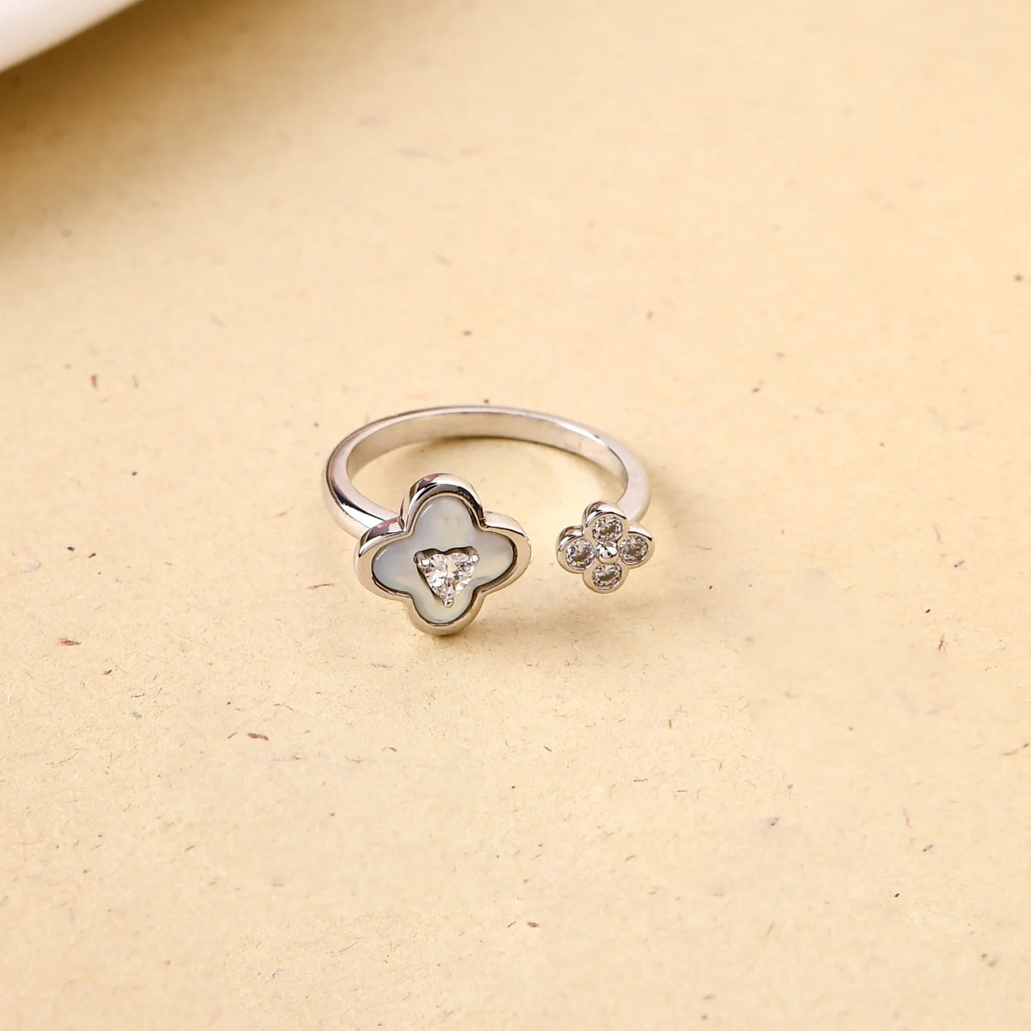 Ethereal Bloom Silver Bypass Ring - Image 5