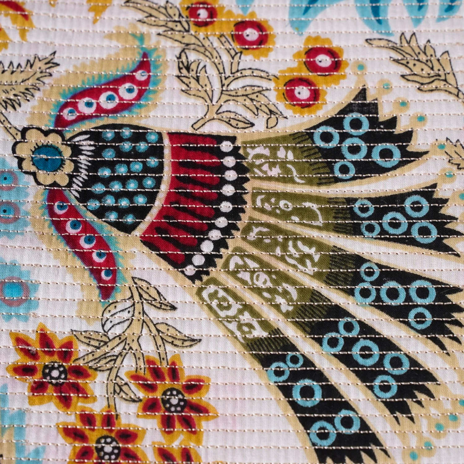 Ethnic Bloom Quilted Cotton Bedcover 250x230cm - Image 5