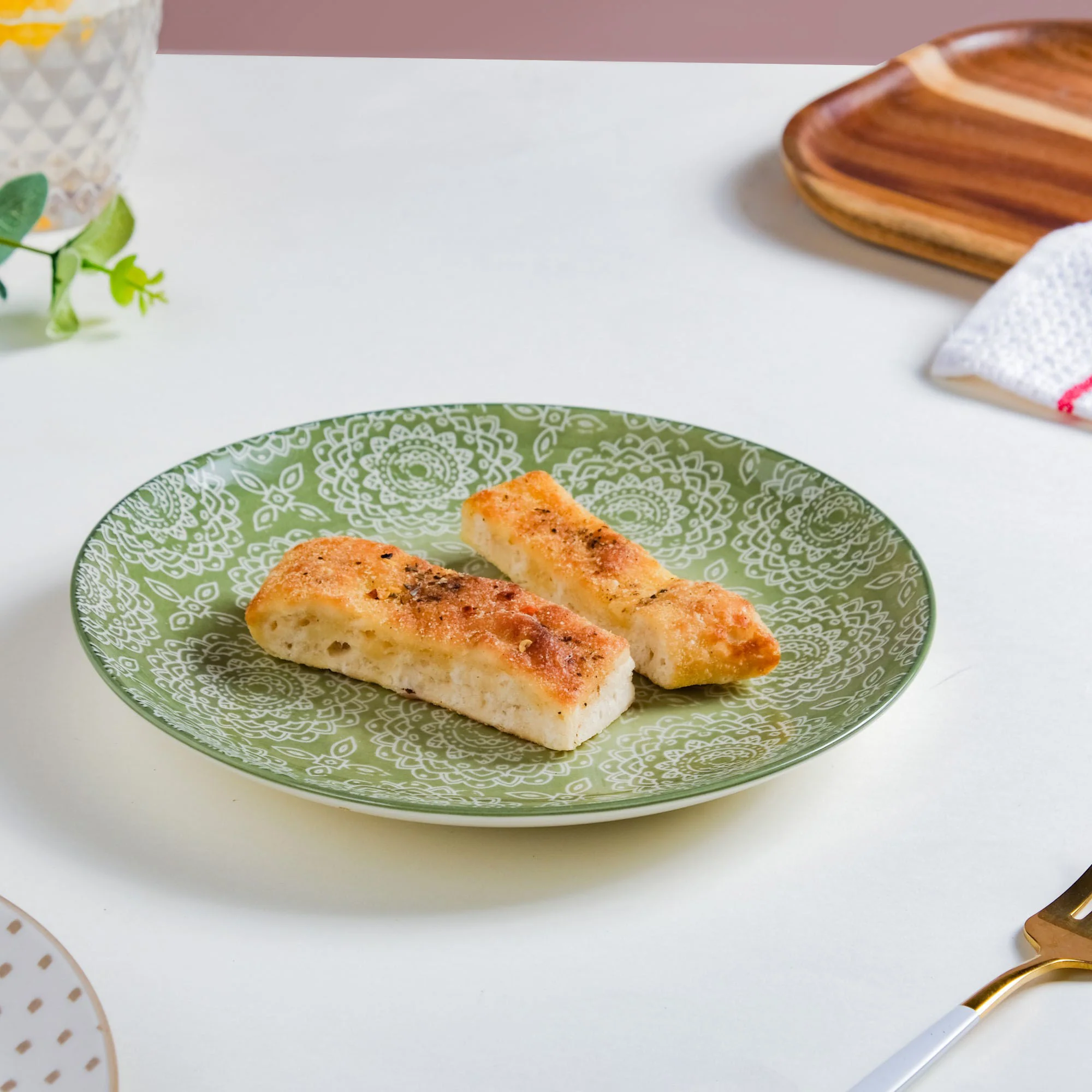Ethnic Sage Green Snack Plate 7.5 Inch Set Of 2 - Image 4
