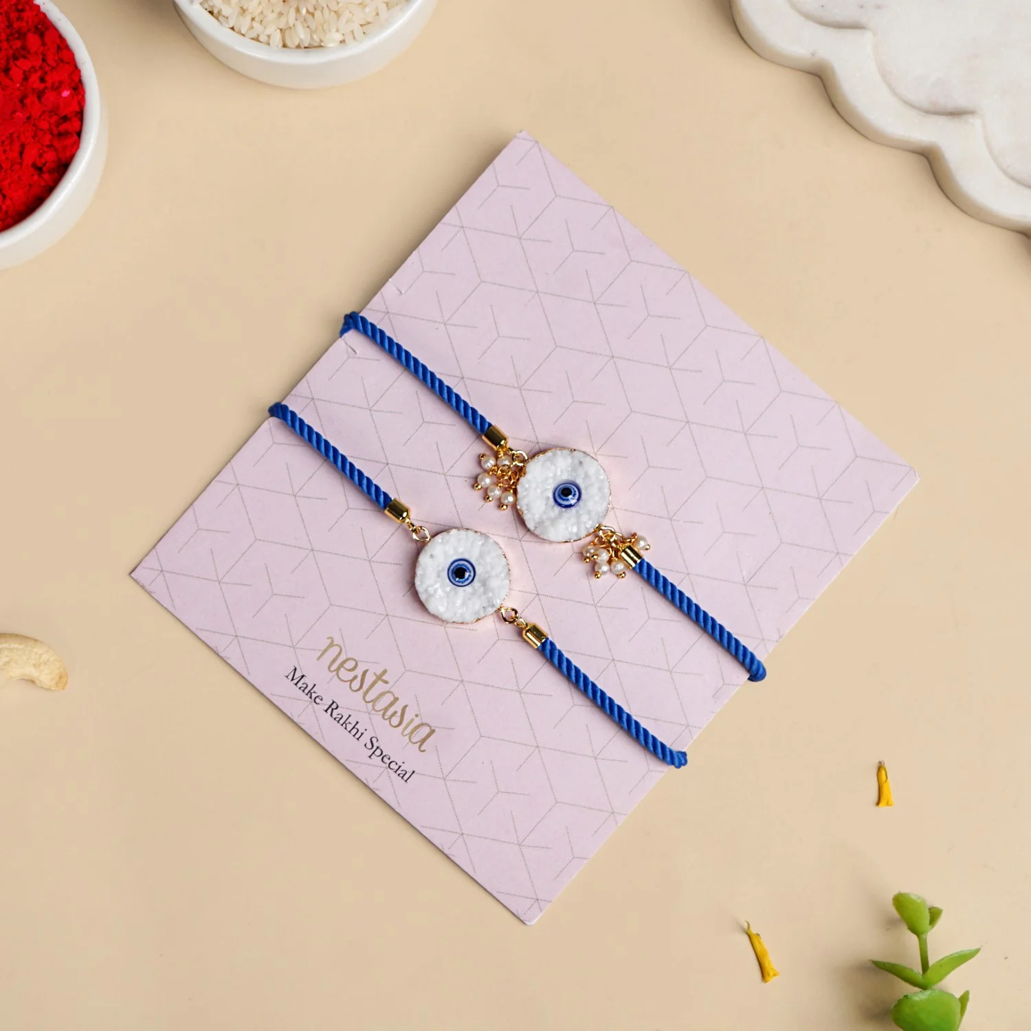 Evil Eye Adjustable Rakhi Bracelet Set - Image 6