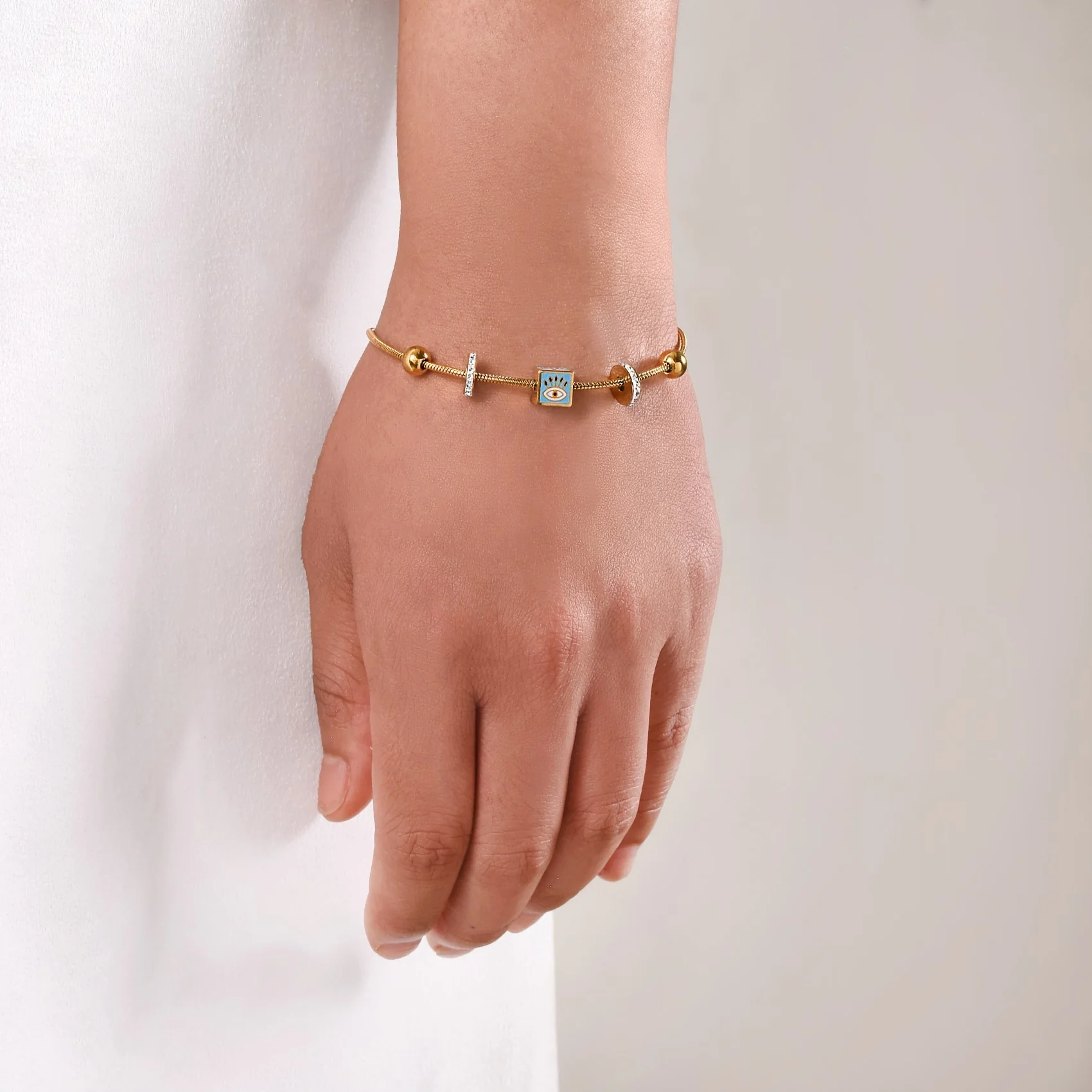 Evil Eye Gold Bracelet Rakhi Hamper Set Of 3 With Gift Box - Image 3