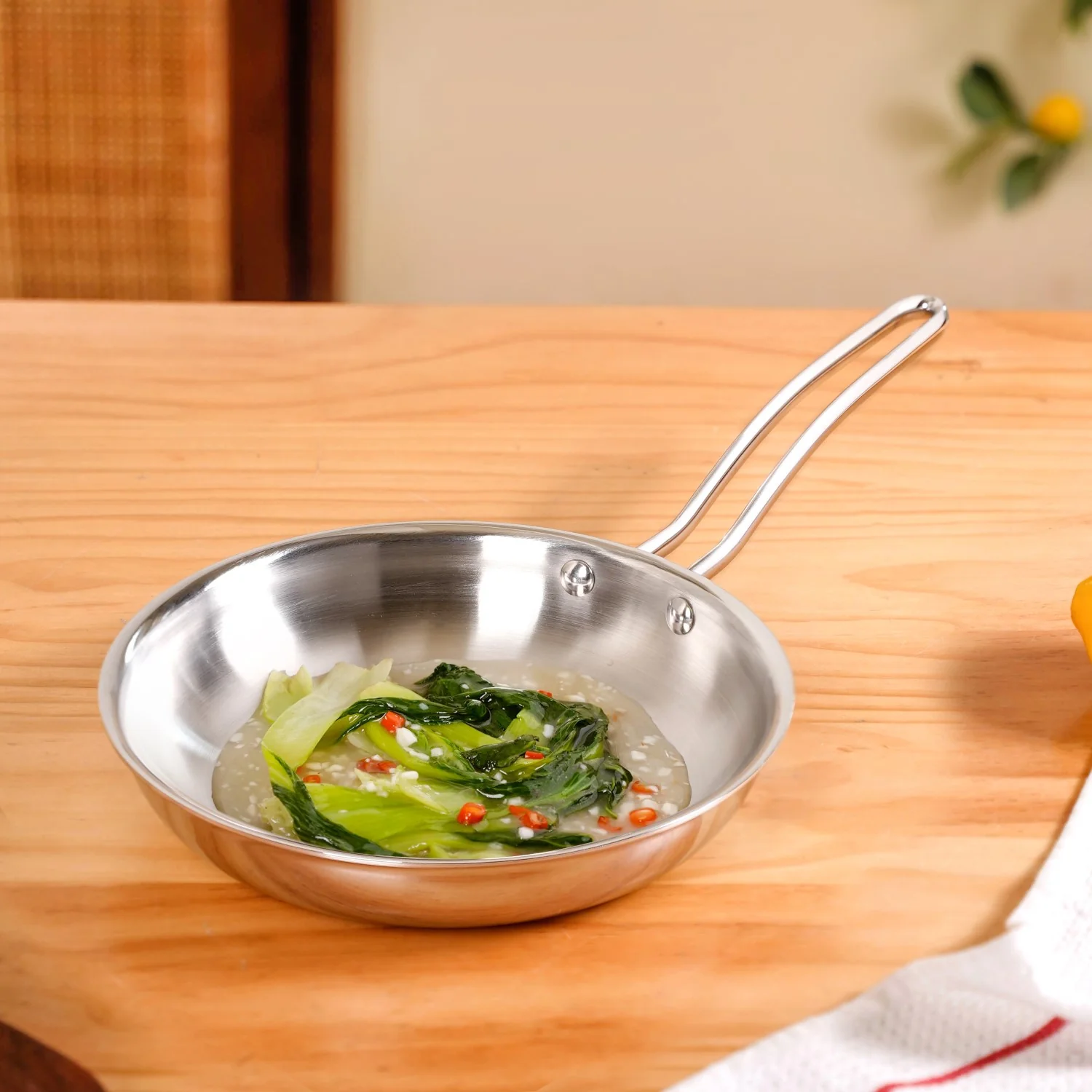 Extra Thick Tri Ply Stainless Steel Fry Pan 1500ml - Image 2