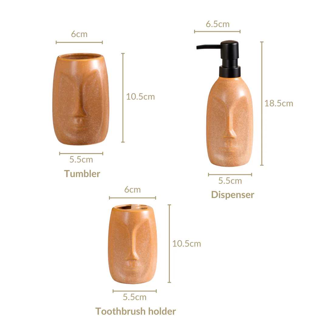 Faces Ceramic Bathroom Accessories Set Of 3 - Image 6