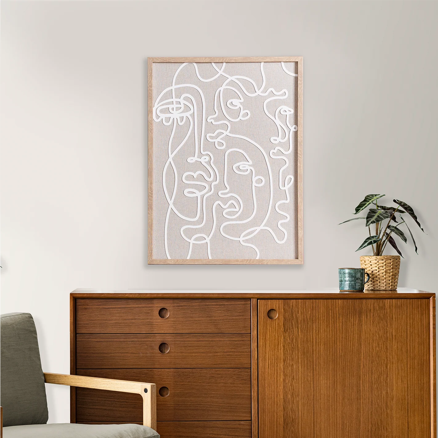 Faces Line Art Wall Decor 23x17 Inch - Image 3