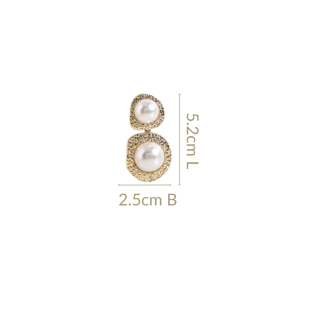 Faded Gold Pearl Danglers - Image 3