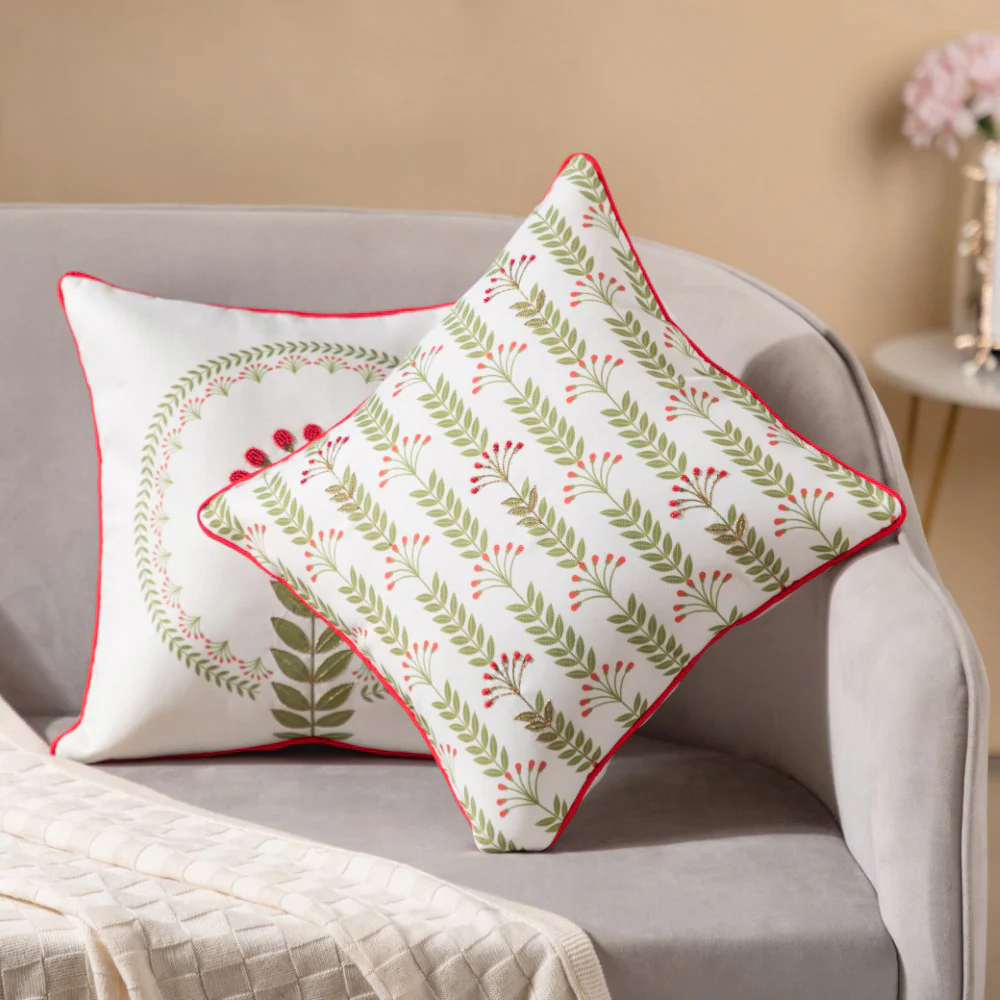 Faenza Set Of 2 Beadwork Cushion Cover 16 x 16 Inch - Image 2