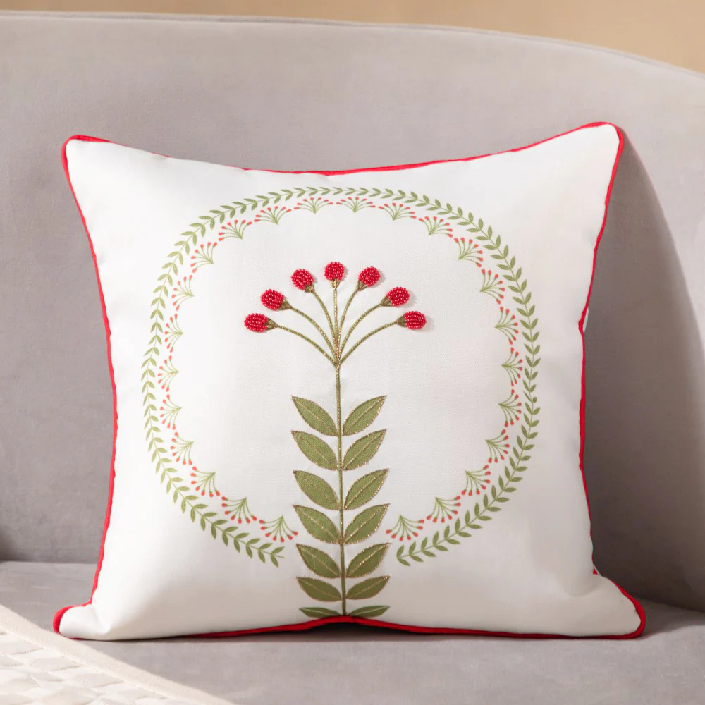 Faenza Set Of 2 Beadwork Cushion Cover 16 x 16 Inch - Image 4