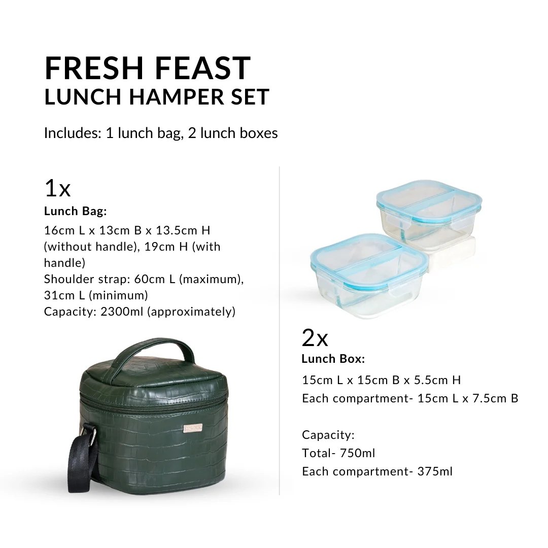 Fashion Forward Lunch Bag Lunch Box Set Green - Image 4