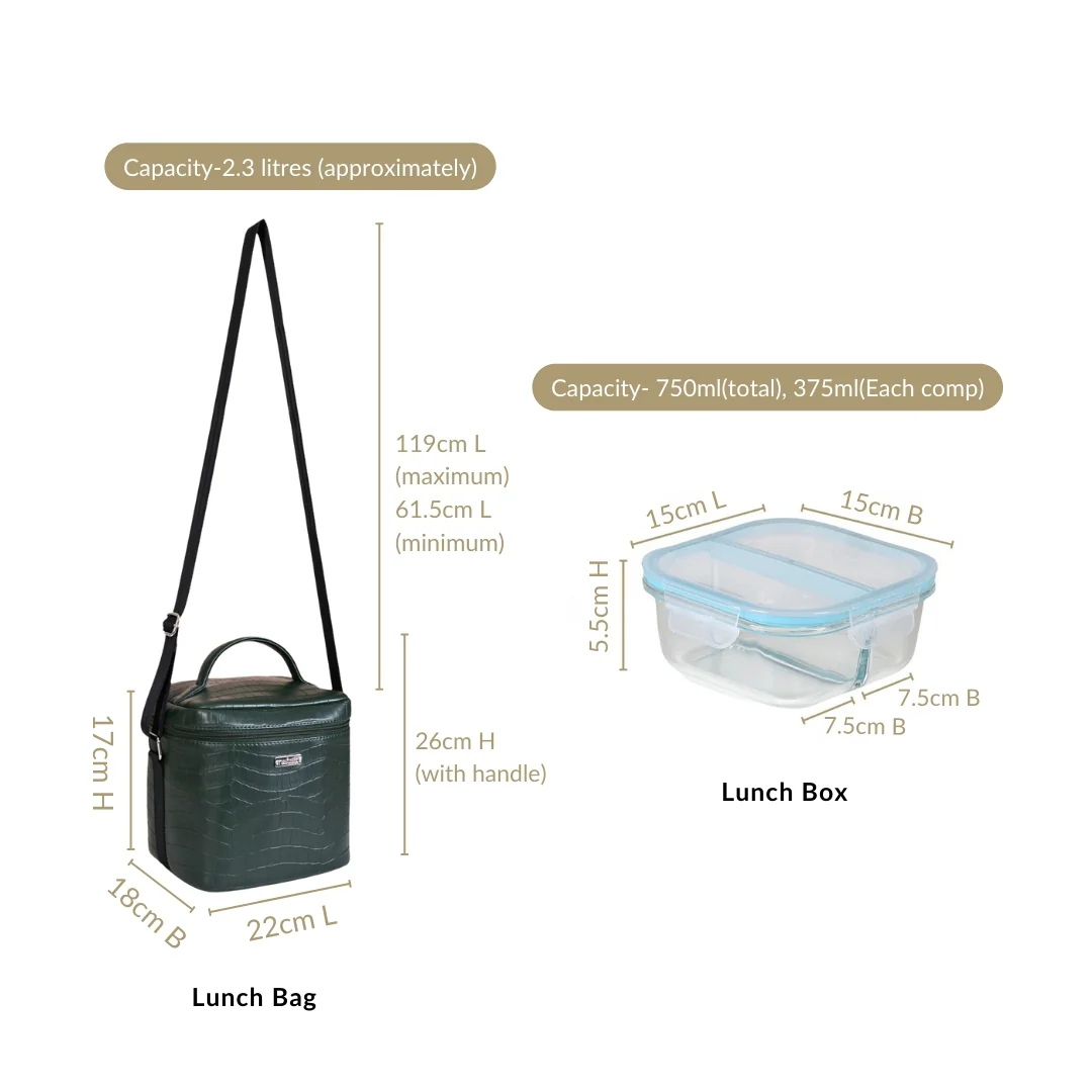 Fashion Forward Lunch Bag Lunch Box Set Green - Image 5