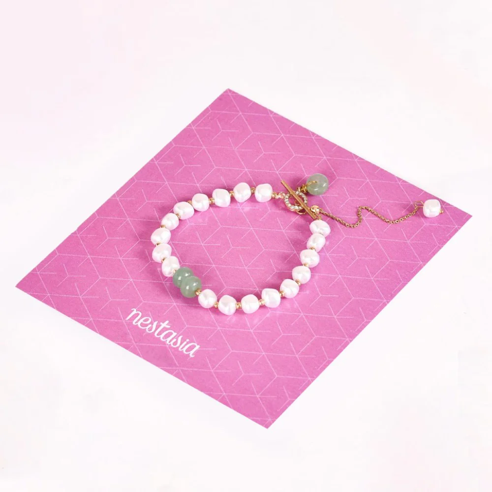 Faux Pearl And Jade Charm Bracelet - Image 4