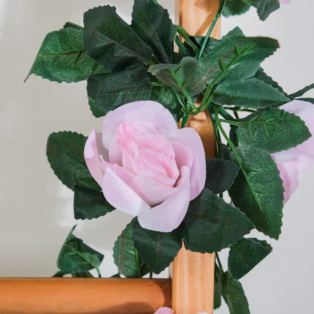 Faux Rose And Leaves Vine For Decor Pink - Image 3