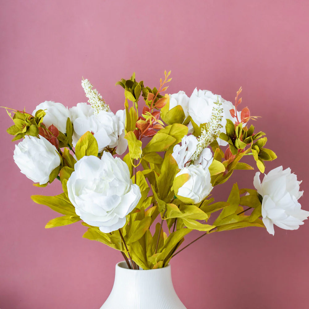 Faux Rose Bouquet White - Image 4