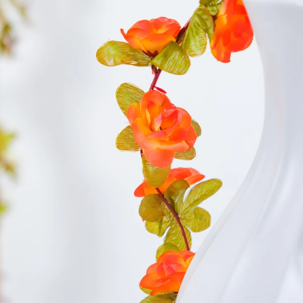 Faux Roses And Leaves Vine Orange - Image 6