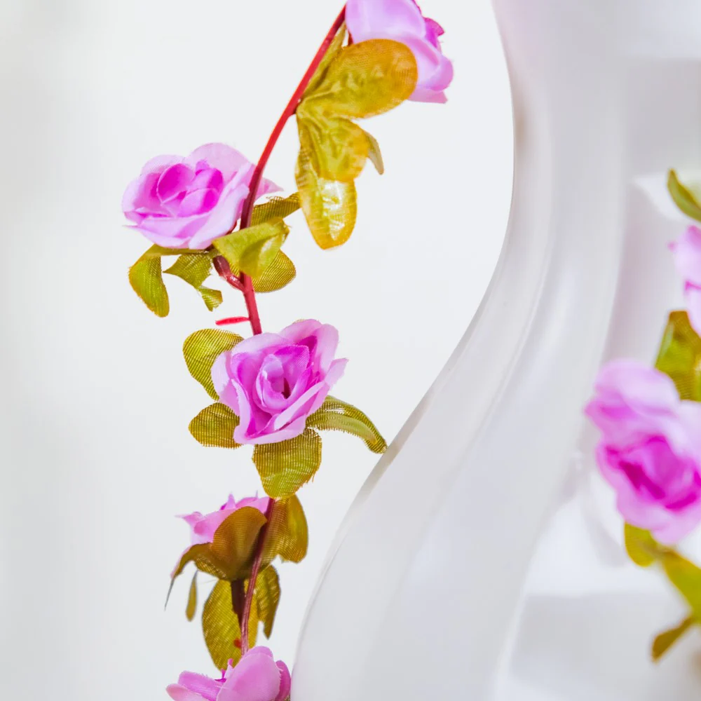 Faux Roses And Leaves Vine Purple - Image 7