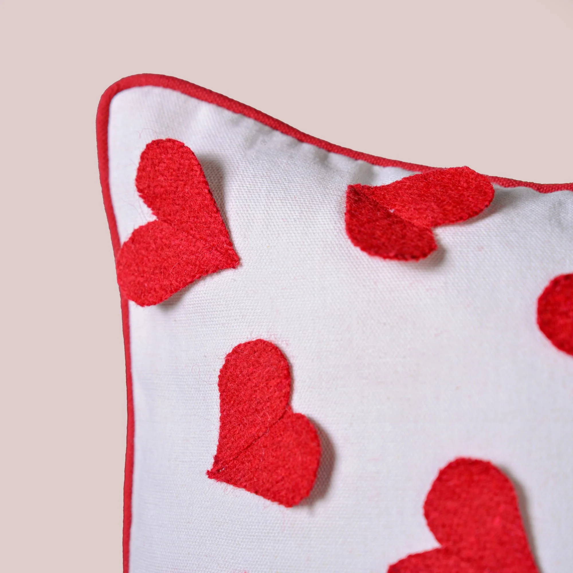 Felt Hearts Cotton Cushion Cover 40x40cm - Image 3