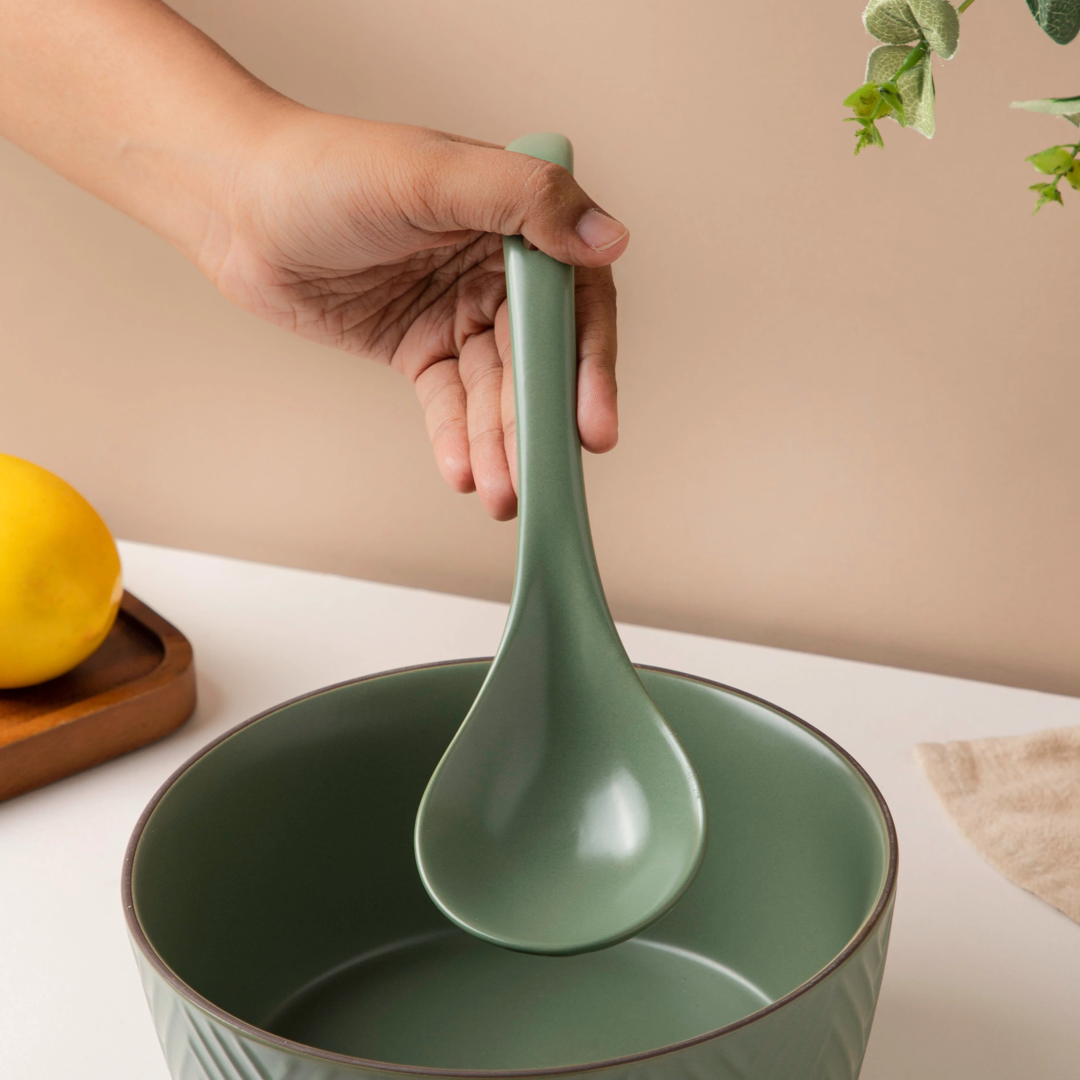 Fern Green Ceramic Serving Spoon - Image 2